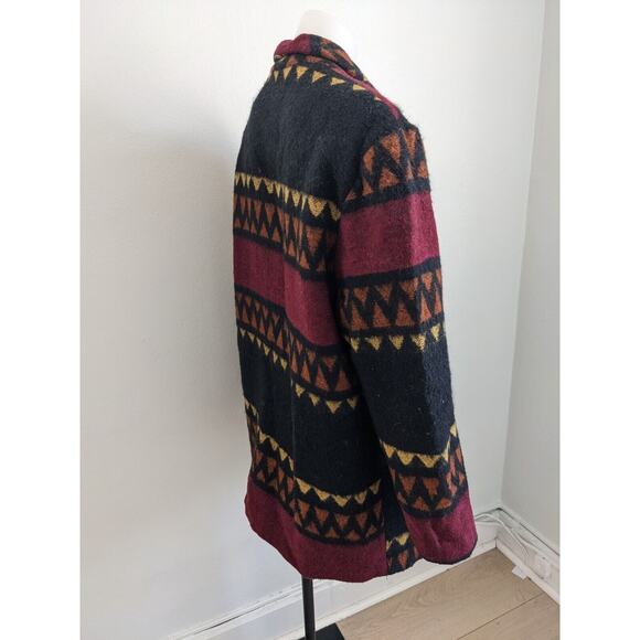 David Paul NY Size Large Southwestern Jacket Red Brown Yellow Wool Blend Pockets - Picture 8 of 11